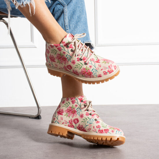 Alternative view of Дамски боти с флорален принт от естествена кожа