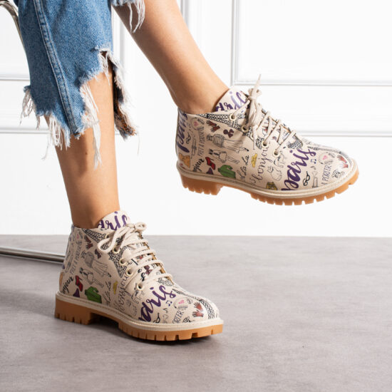 Модерни дамски боти с принт от естествена кожа /