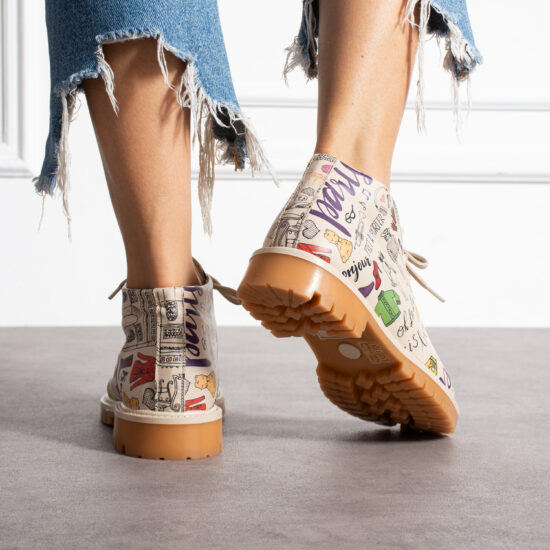 Модерни дамски боти с принт от естествена кожа /