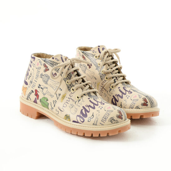 Модерни дамски боти с принт от естествена кожа /