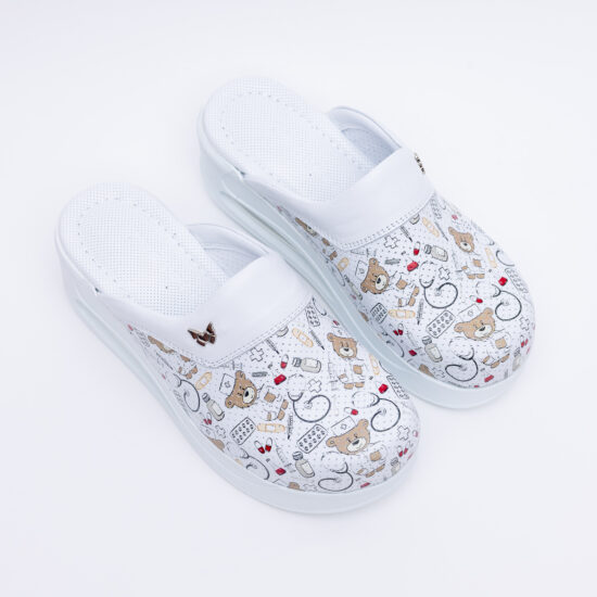 Медицински чехли на платформа от естествена кожа /