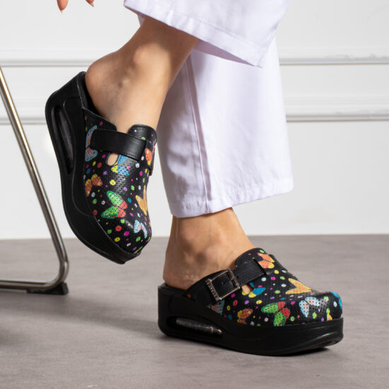 Анатомични чехли на платформа от естествена кожа /