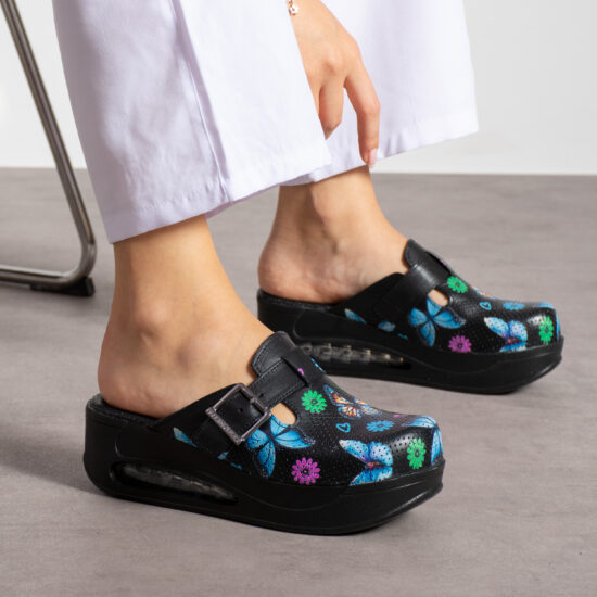 Анатомични чехли на платформа от естествена кожа /