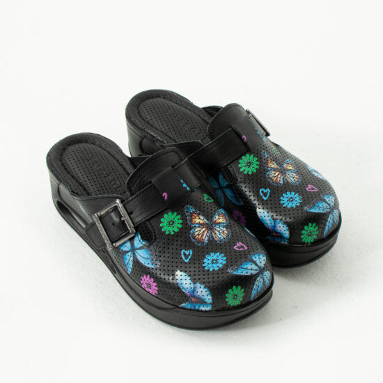 Анатомични чехли на платформа от естествена кожа /