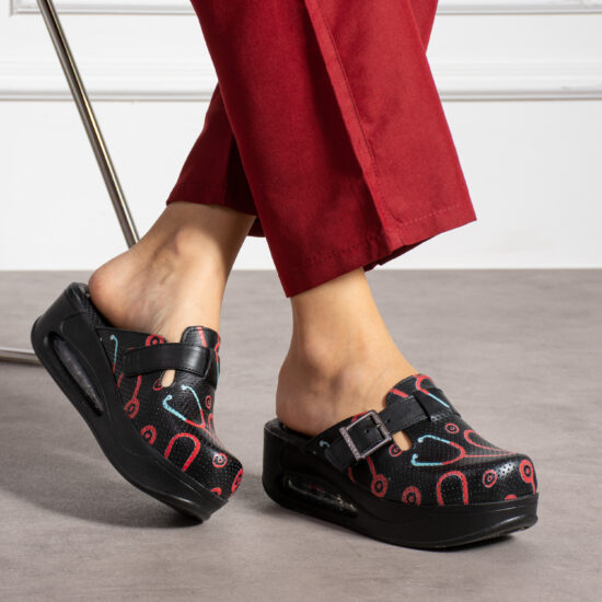 Анатомични чехли на платформа от естествена кожа /