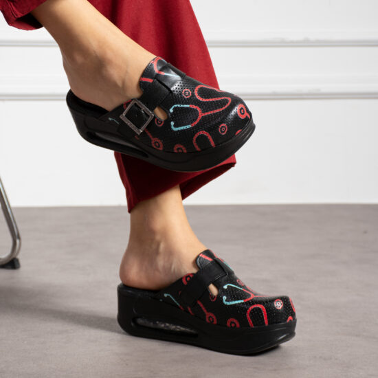 Анатомични чехли на платформа от естествена кожа /