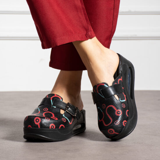 Анатомични чехли на платформа от естествена кожа /