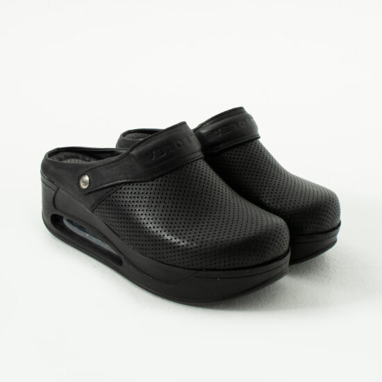 Classic Black Анатомично кожено сабо на платформа с каишка /