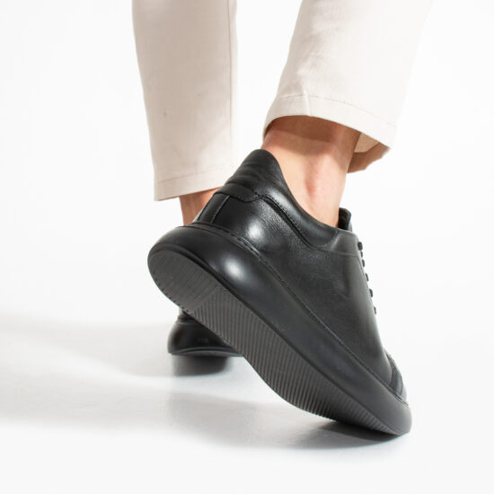 Zen Black Мъжки черни кецове от естествена кожа /