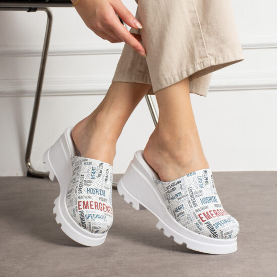 Еmergency Дамско сабо на платформа от естествена кожа /