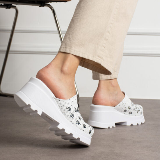 Дамско сабо на платформа от естествена кожа /