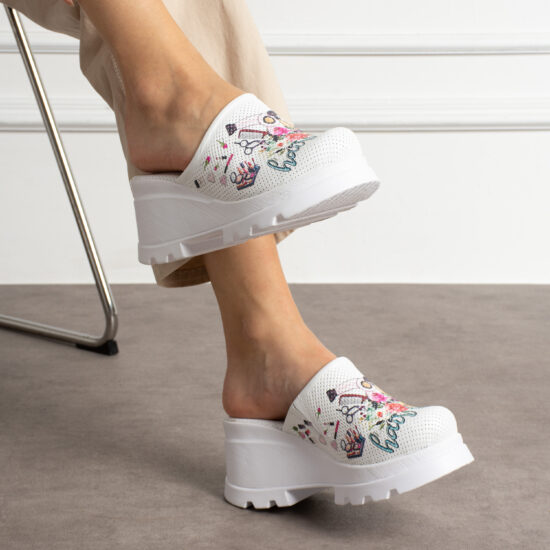 Hair Boss Дамско сабо на платформа от естествена кожа /