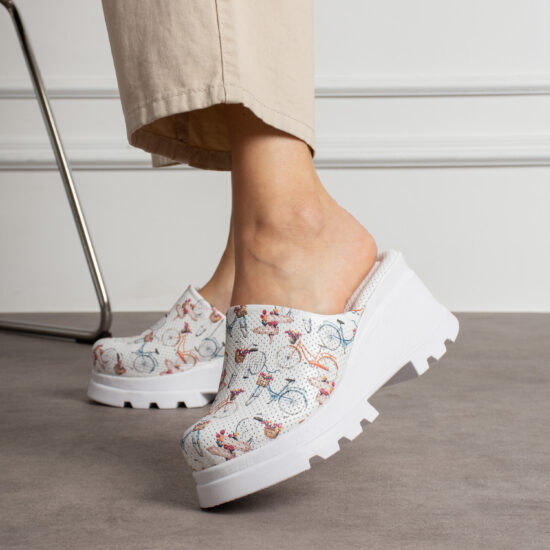 Alternative view of Дамско сабо на платформа от естествена кожа