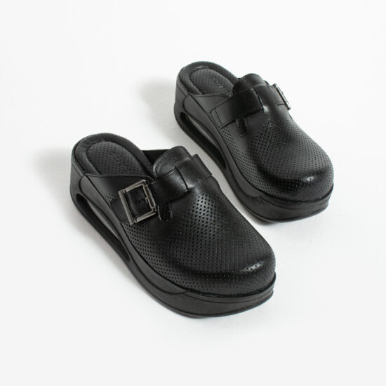 Анатомични черни чехли от естествена кожа /