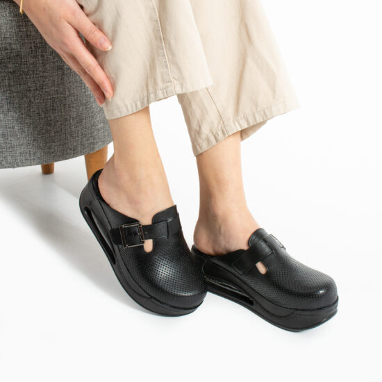 Анатомични черни чехли от естествена кожа /