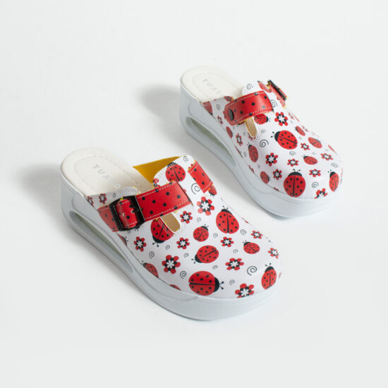 Alternative view of Дамско цветно анатомично работно сабо на платформа