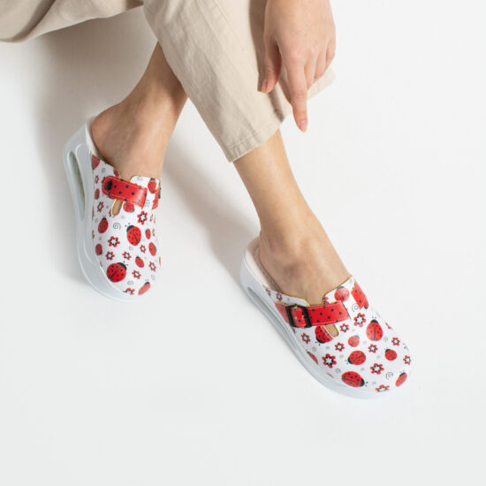 Lucky Lady Дамско цветно анатомично работно сабо на платформа /