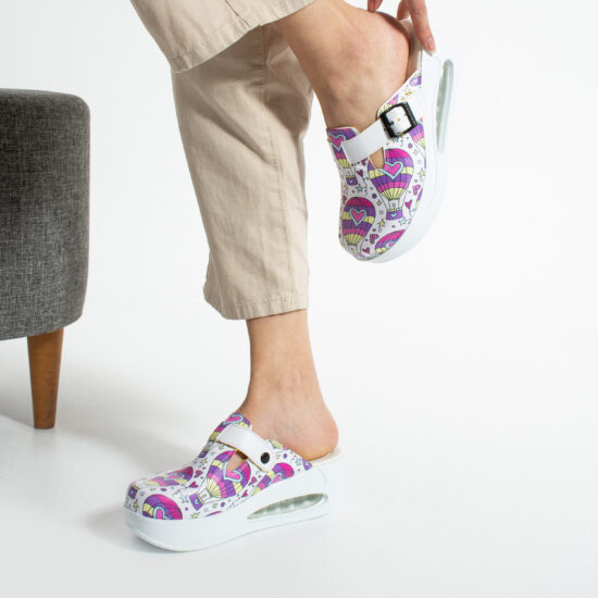 Balloon Дамско цветно анатомично работно сабо на платформа /