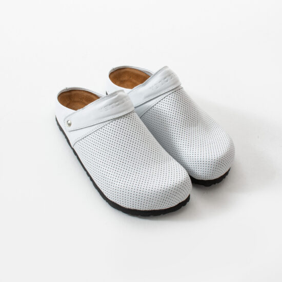 Ortho White Дамски бели ортопедични чехли от естествена кожа /