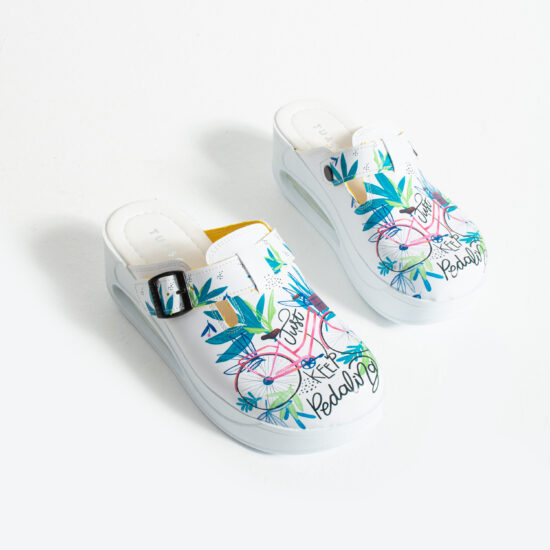 Дамско цветно анатомично работно сабо на платформа /