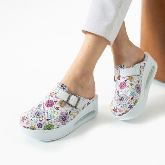 Анатомични работни чехли от естествена кожа с платформа /