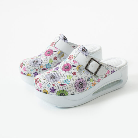 Анатомични работни чехли от естествена кожа с платформа /