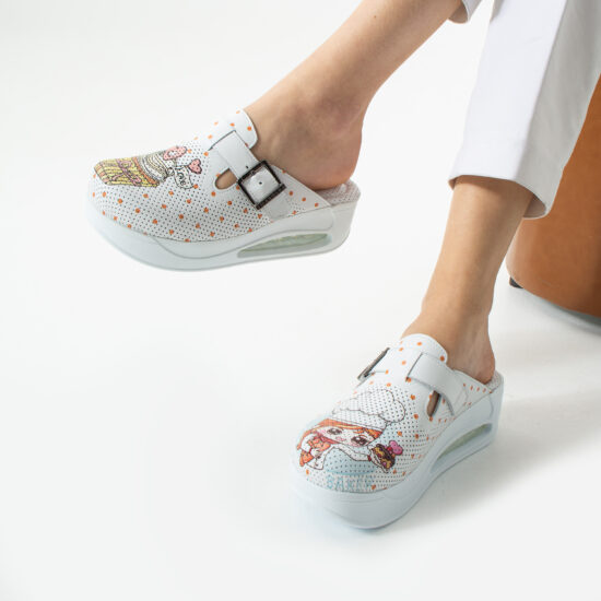 Анатомични чехли от естествена кожа с платформа за кухня /