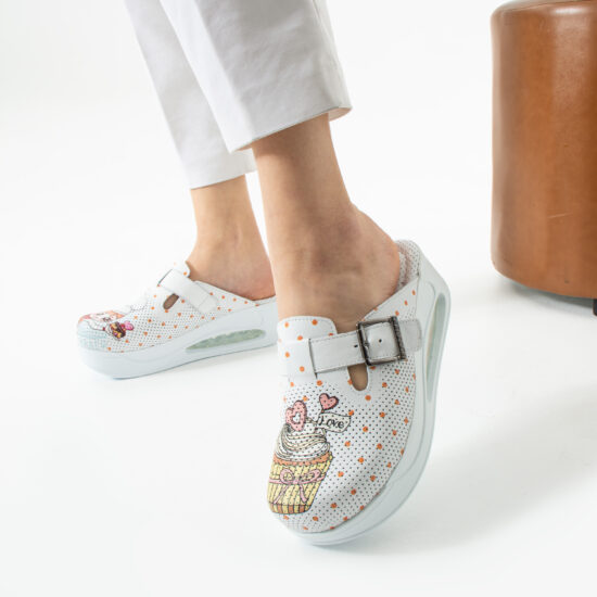 Анатомични чехли от естествена кожа с платформа за кухня /