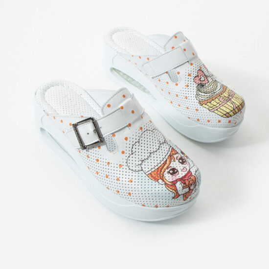 Анатомични чехли от естествена кожа с платформа за кухня /