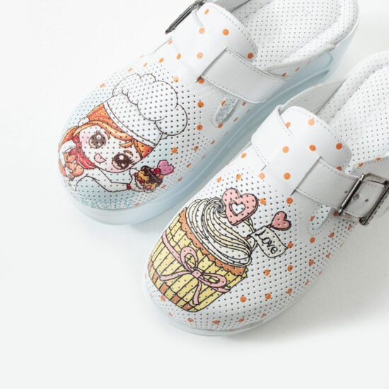 Анатомични чехли от естествена кожа с платформа за кухня /