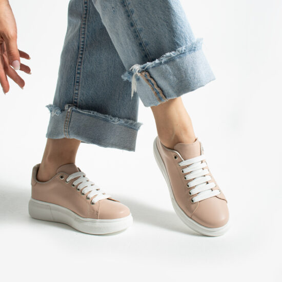 Alternative view of Дамски анатомични светлорозови кецове от естествена кожа