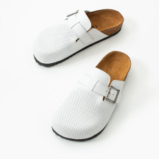 Дамски бели ортопедични чехли от естествена кожа /