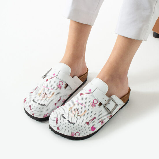 Работни ортопедични чехли от естествена кожа за козметик /