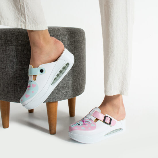 Bunnies Дамско цветно анатомично работно сабо на платформа /