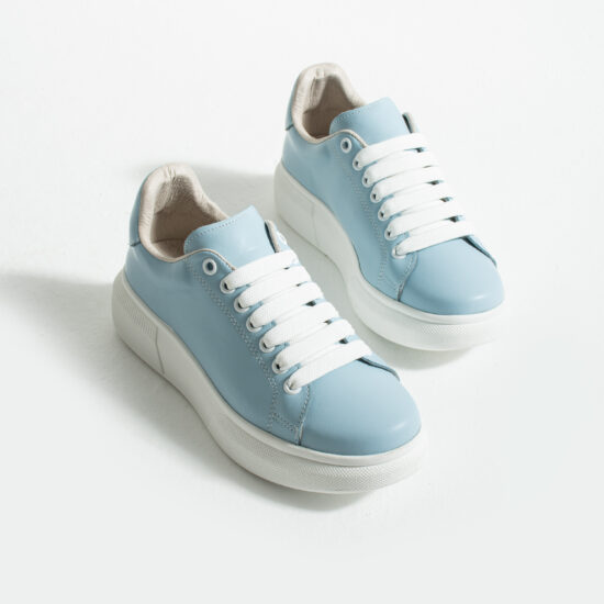 Дамски анатомични сини кецове от естествена кожа /