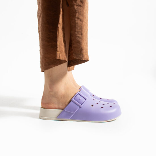 Лилави дамски гумени чехли сабо с дупки /