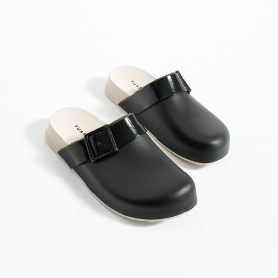 Черни дамски затворени гумени чехли сабо /