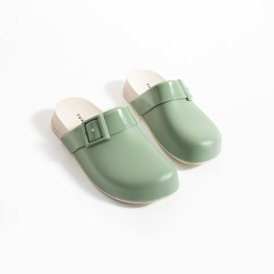 Зелени дамски затворени гумени чехли сабо /