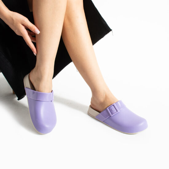 Luna Lavander Лилави дамски затворени гумени чехли сабо /