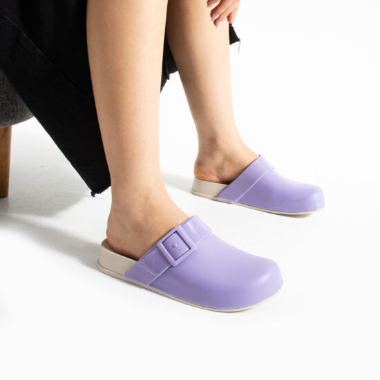 Luna Lavander Лилави дамски затворени гумени чехли сабо /