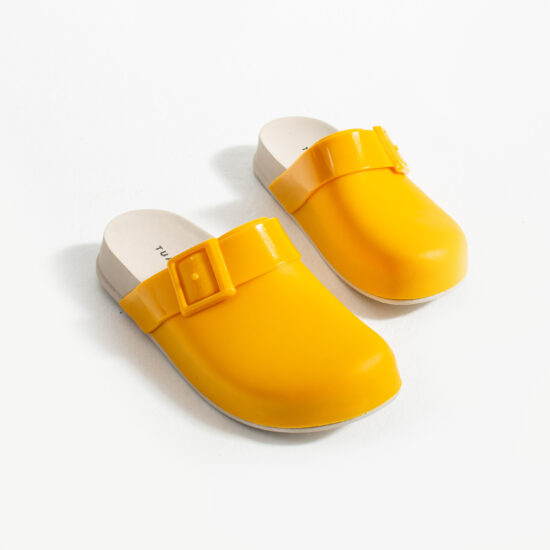 Оранжеви дамски затворени гумени чехли сабо /