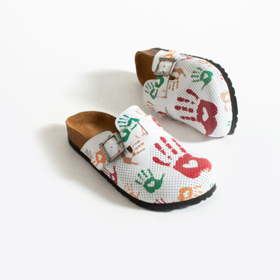 Hand Print Дамски ортопедични чехли от естествена кожа /