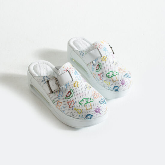 Цветни анатомични чехли от естествена кожа на платформа /