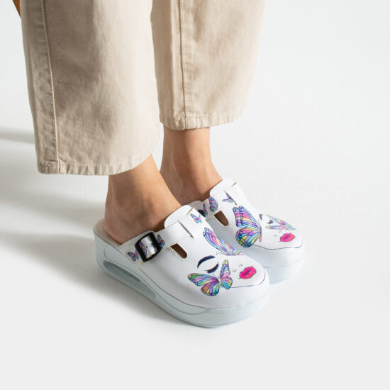 Дамско цветно анатомично работно сабо на платформа Анатомични чехли на платформа Салони и спа