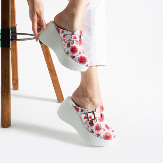 Alternative view of Дамски анатомични чехли на платформа от естествена кожа