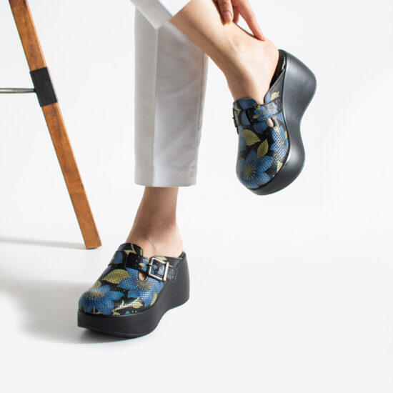 Gold Lilium Дамски анатомични чехли на платформа от естествена кожа /