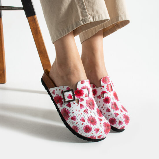 Дамски ортопедични чехли от естествена кожа Весели чехли Шарени