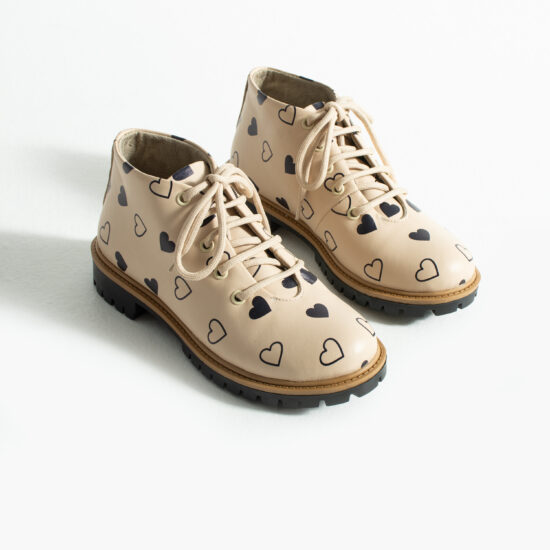 Amore Дамски къси бежови боти от естествена кожа до глезена /