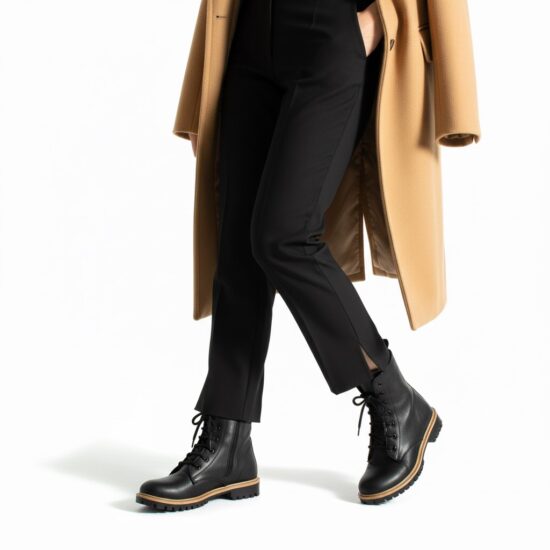 Дамски черни кубинки естествена кожа с цип /