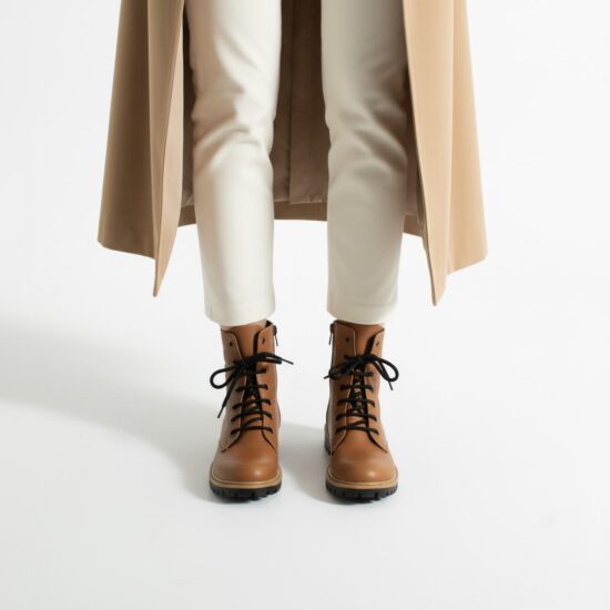 Дамски кафяви кубинки естествена кожа с цип /